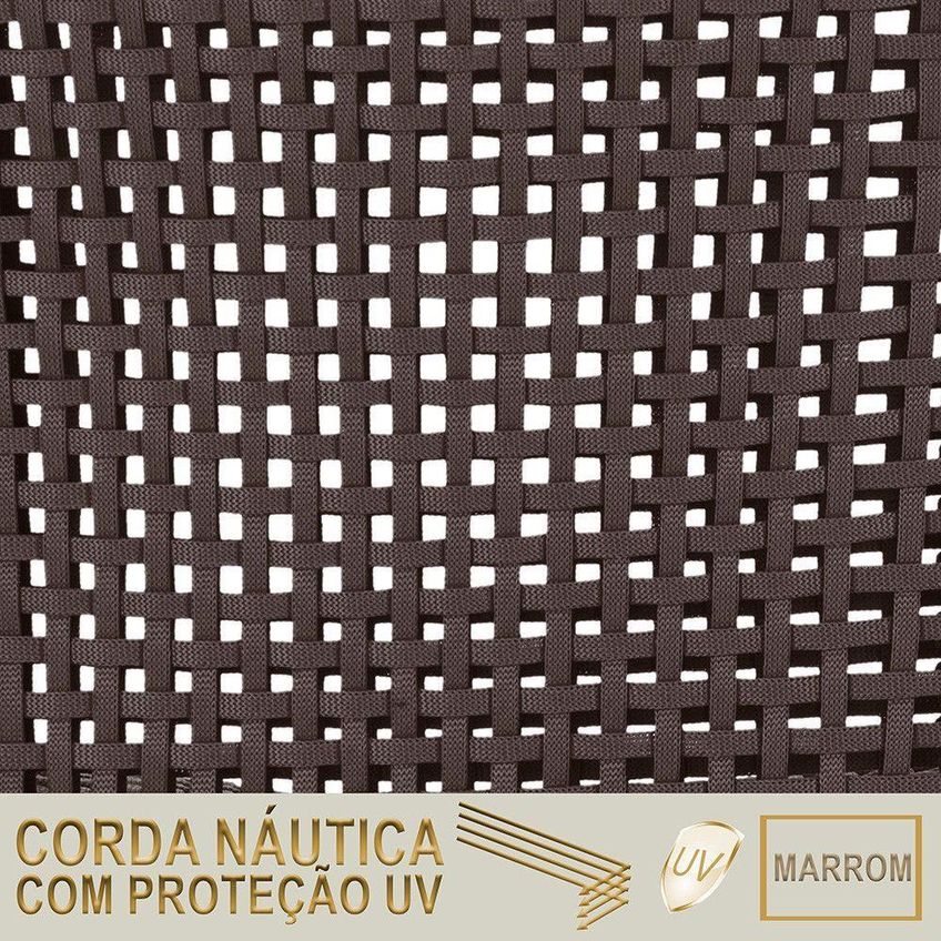Kit 4 Espreguiçadeiras Catar Alumínio Corda Náutica Reclinável Fendi Marrom Trama Original - imagem 3
