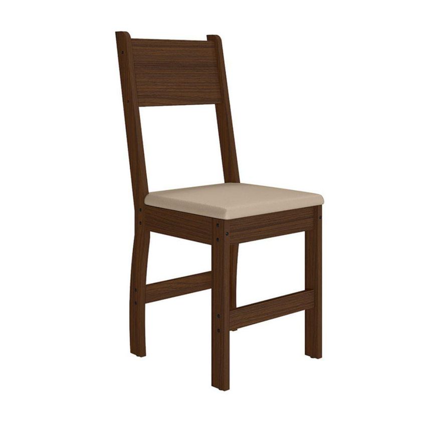 Kit 2 Cadeiras De Jantar Milano MDF Tecido Bege Base Amêndoa Pallazio - imagem 3