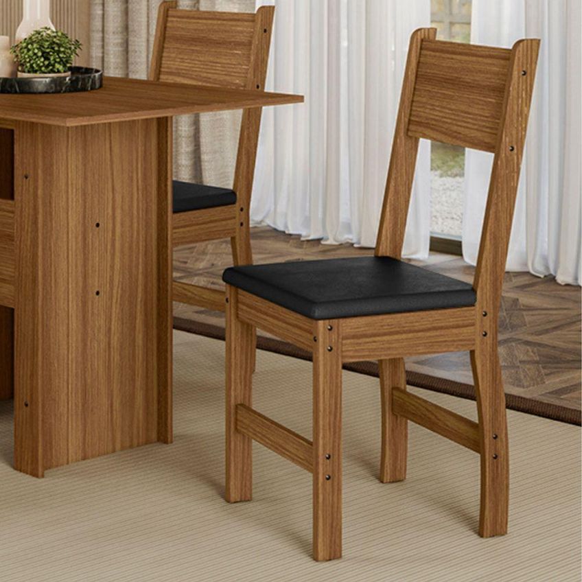 Kit 2 Cadeiras De Jantar Milano MDF Preto Base Carvalho Pallazio - imagem 4
