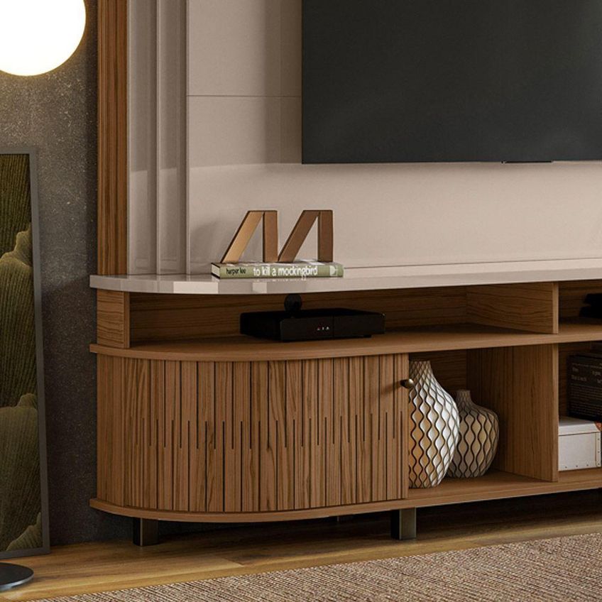 Estante De TV Fayron M20 65" 183cm MDF-MDP Com Porta Deslizante Fendi D'rossi - imagem 3