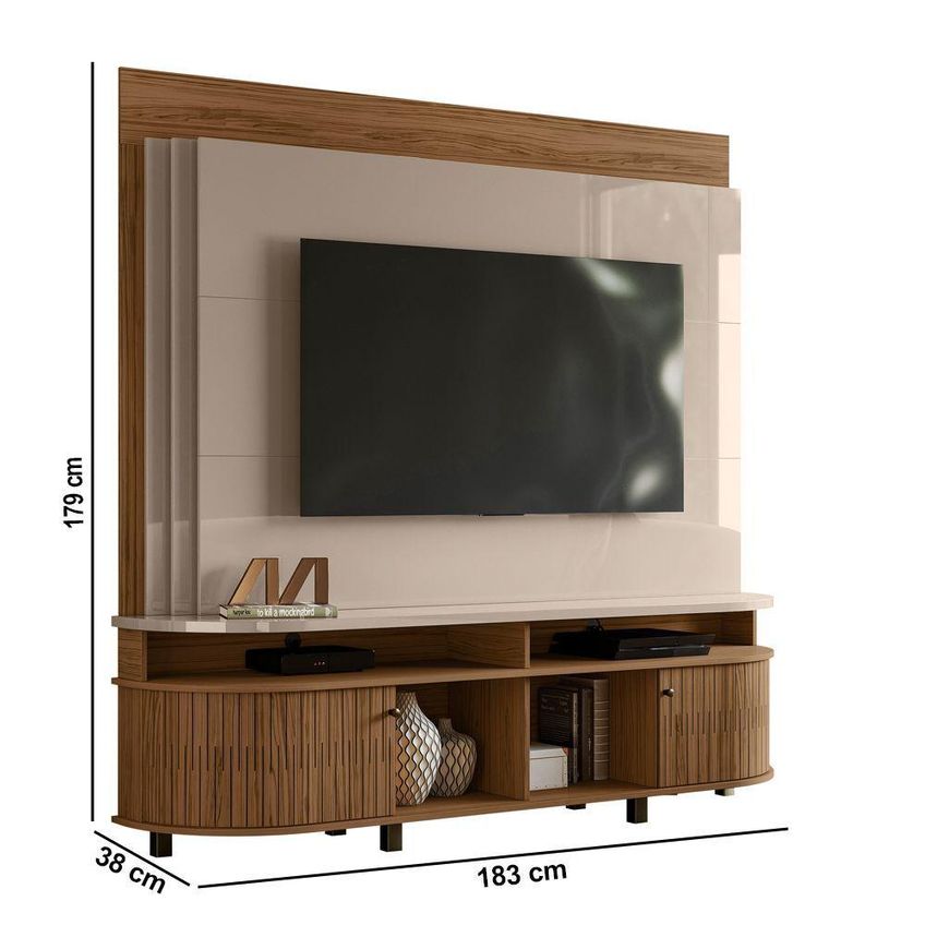 Estante De TV Fayron M20 65" 183cm MDF-MDP Com Porta Deslizante Fendi D'rossi - imagem 4