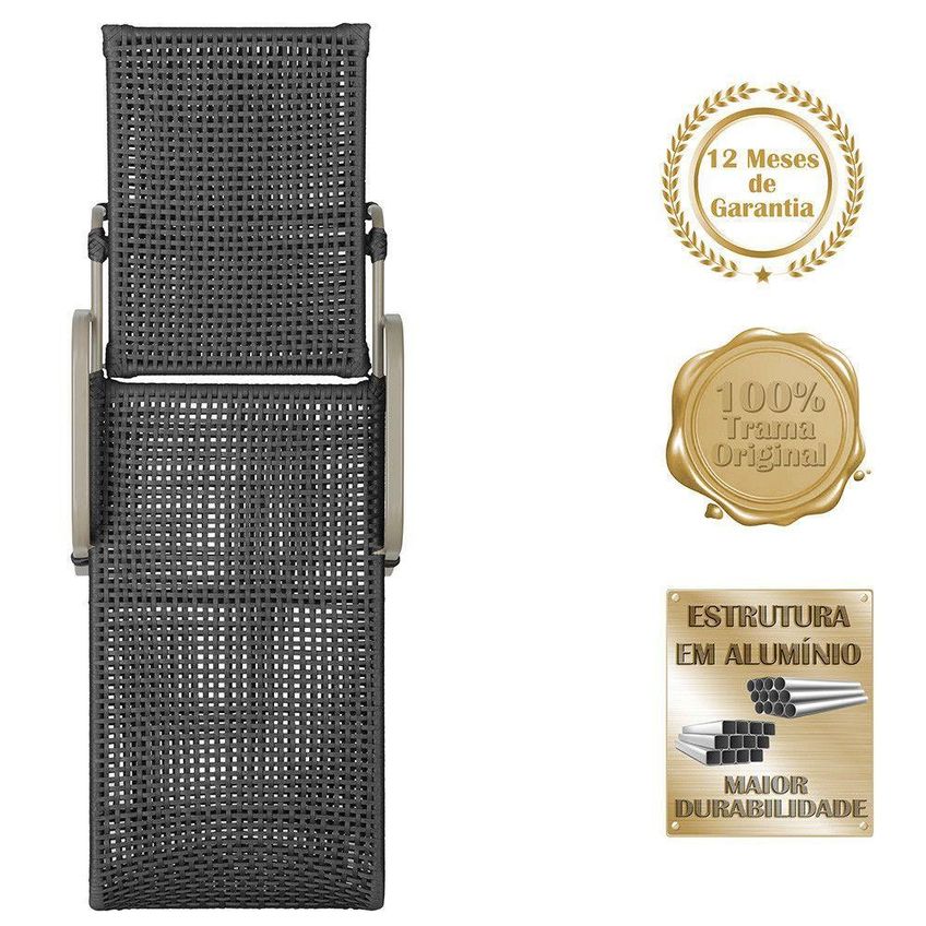 Kit 4 Espreguiçadeiras Catar Reclinável Alumínio Corda Náutica Fendi Trama Original - imagem 5