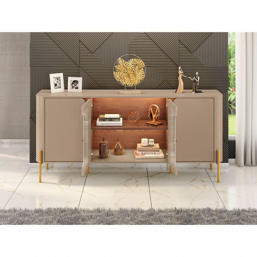 Buffet Tambaú 2 Portas Vidro Refletivo 1 Prateleira MDP LED Fendi Ravilar - imagem 5