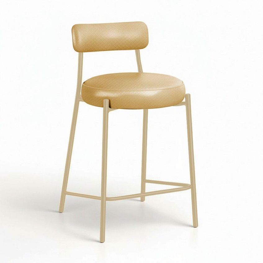 Kit 2 Banquetas Altas Londres Pu Facto Com Encosto Dourado D'rossi - imagem 2