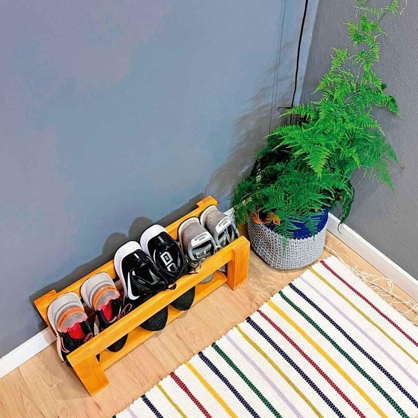 Sapateira Linea Stair Sem Porta 3 Prateleiras 60cm Madeira Pinus Carvalho Artfactory Design - imagem 3
