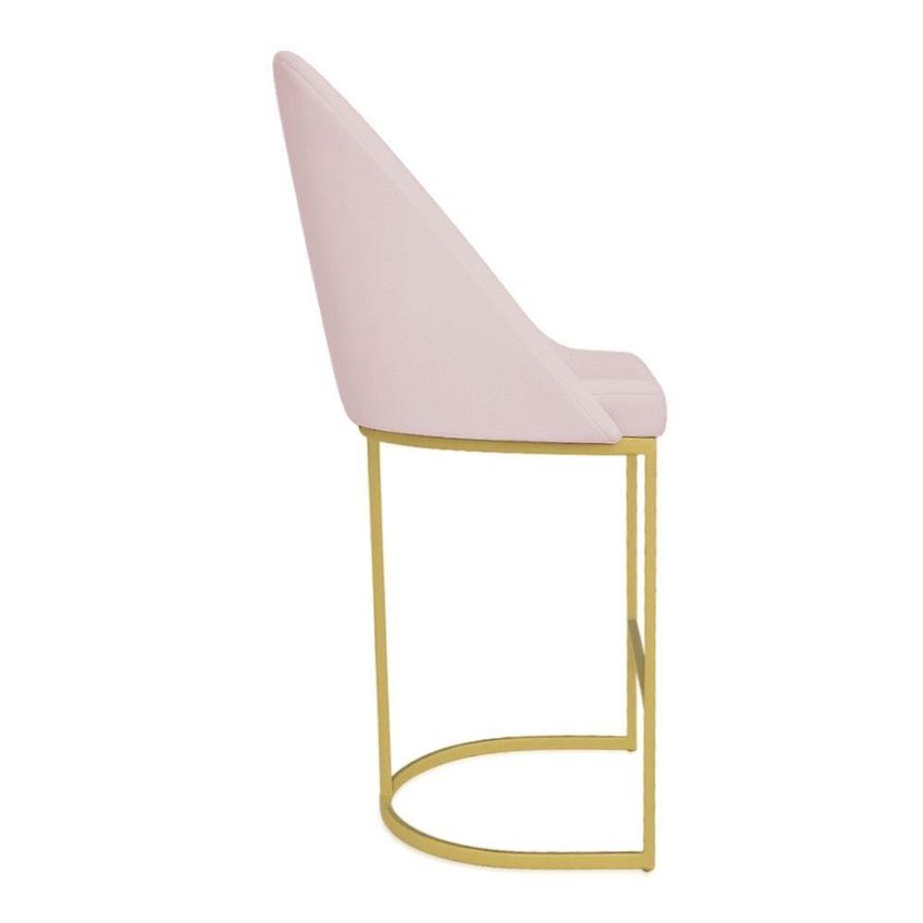 Kit 06 Banquetas Altas Bela Suede Rosa Bebê Base Metálica Dourada Pallazio - imagem 4