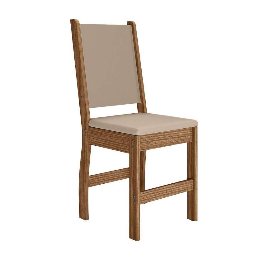 Kit 4 Cadeiras De Jantar Clara Mdf Courino Bege Base Carvalho Pallazio - imagem 5
