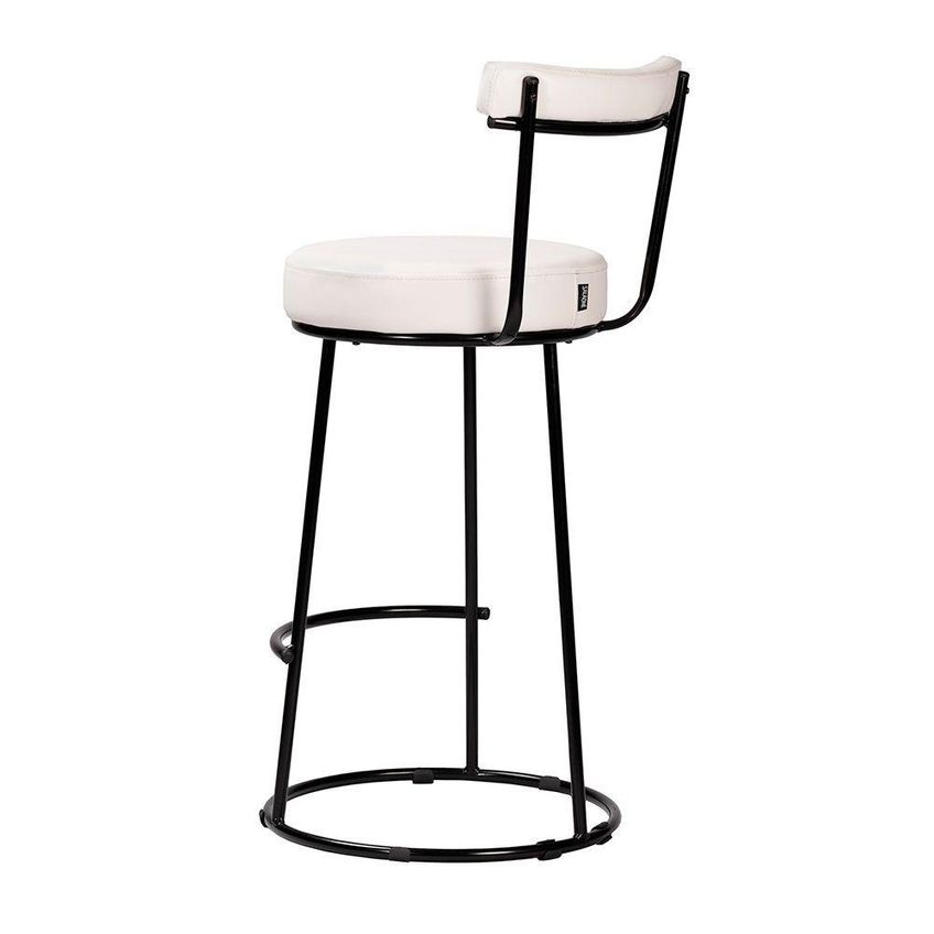 Kit 2 Banquetas Altas Miami Assento Courino Estrutura Aço Encosto Fixo Branco - imagem 3