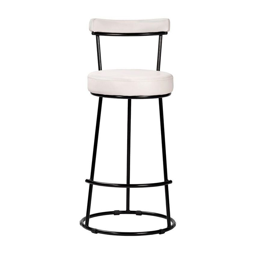 Kit 2 Banquetas Altas Miami Assento Courino Estrutura Aço Encosto Fixo Branco - imagem 4