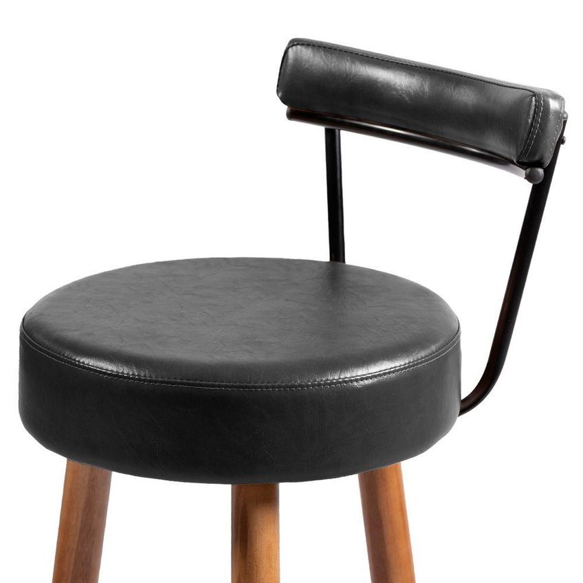 Kit 2 Banquetas Altas Nápoles Assento Couríssimo Encosto Fixo Preto Loja Sheep - imagem 3