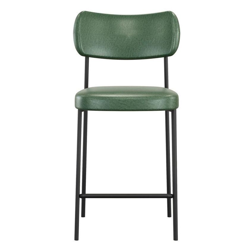 Banqueta Para Cozinha Média Lila Estrutura Aço Carbono Assento Estofado Verde Abmaza - imagem 2
