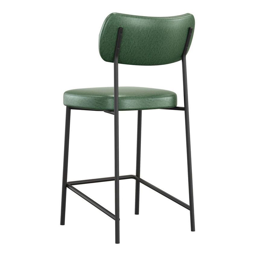 Banqueta Para Cozinha Média Lila Estrutura Aço Carbono Assento Estofado Verde Abmaza - imagem 5