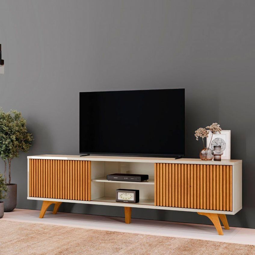 Rack Para TV Gaia 75 218cm em MDF com Portas Naturalle-Off Mavaular Móveis - imagem 4