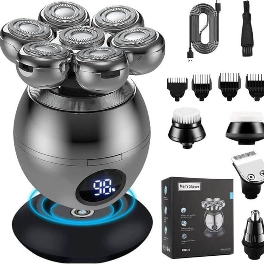 Máquina De Barbear Elétrica Barbeador Elétrico 7d Alex Para Barba E Cabelo Lâmina Aço Inox Bateria - imagem 5