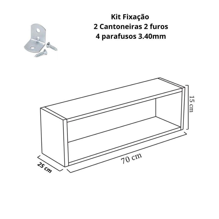 Nicho Decorativo F031 Retangular 70cm X 25cm X 15cm Em MDF Para Organização Branco - imagem 3