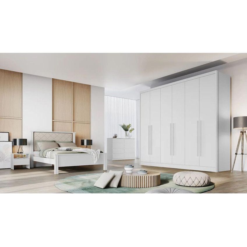 Guarda Roupa Casal Montebello 6 Portas De Bater 6 Gavetas Mdf Neve Móveis Novo Horizonte - imagem 2