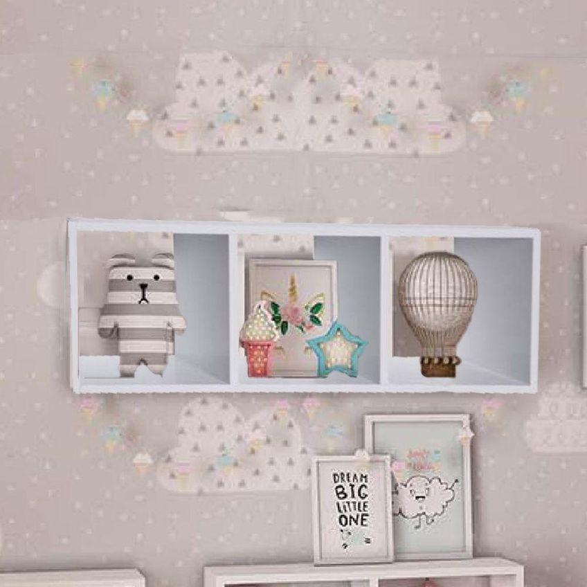 Nicho Triplo F031 70x30x20cm Em MDF Para Organização De Parede Branco - imagem 2
