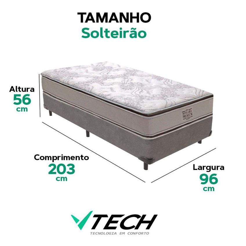 Cama Box Solteirão E Colchão Four Season Molas Ensacadas Cinza Vtech - imagem 5