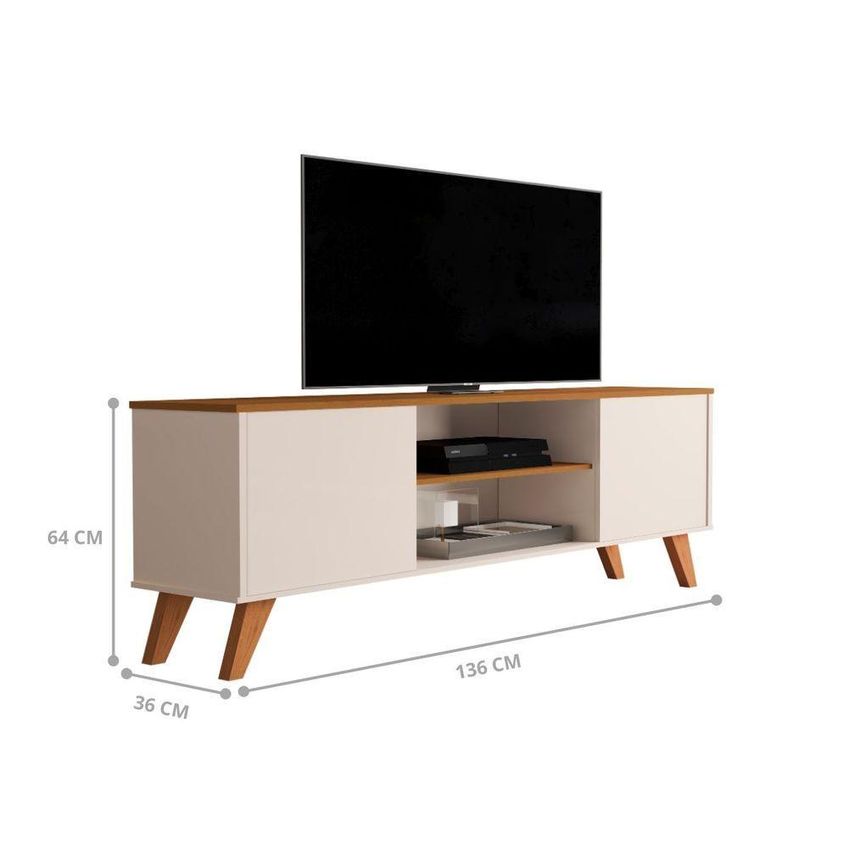 Rack Para TV Bancada Helena 60 Polegadas 136cm MDP Off White Cedro De Casa - imagem 3