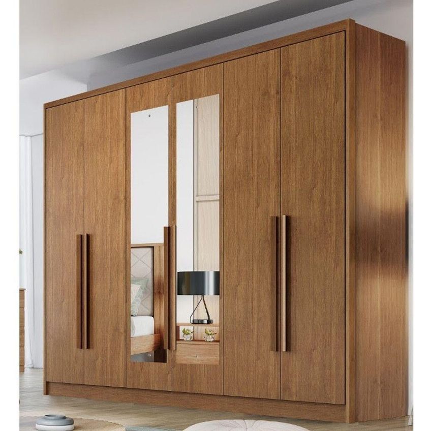 Guarda Roupa Casal Montebello 6 Portas De Bater 6 Gavetas MDF Cumaru Móveis Novo Horizonte - imagem 3