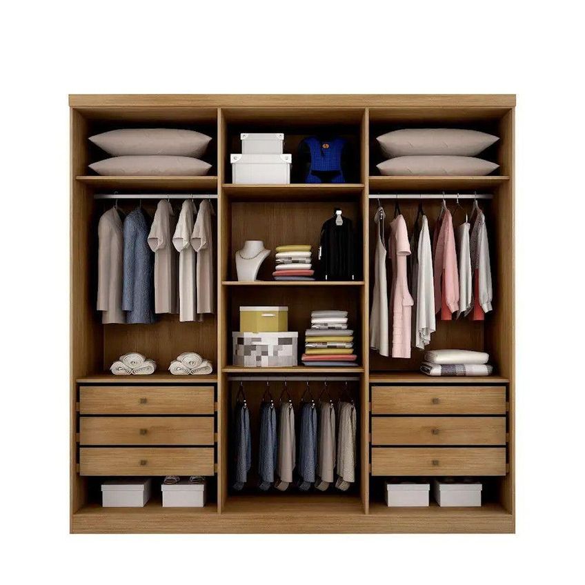 Guarda Roupa Casal Montebello 6 Portas De Bater 6 Gavetas MDF Cumaru Móveis Novo Horizonte - imagem 5