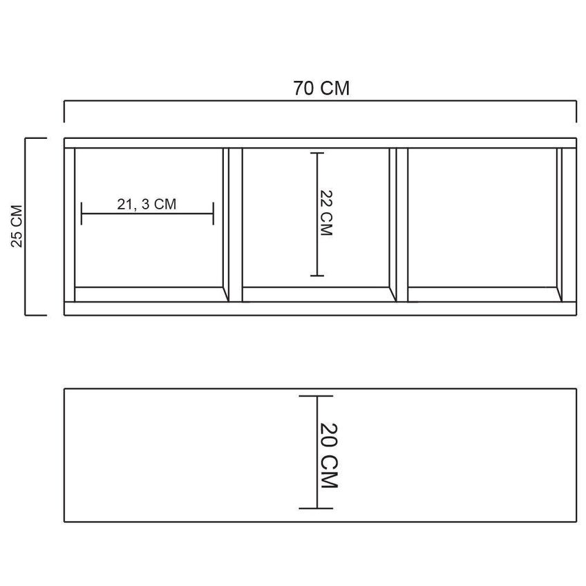 Nicho Triplo F031 70x30x20cm Em MDF 100% Reflorestamento Organizador Amadeirado - imagem 4