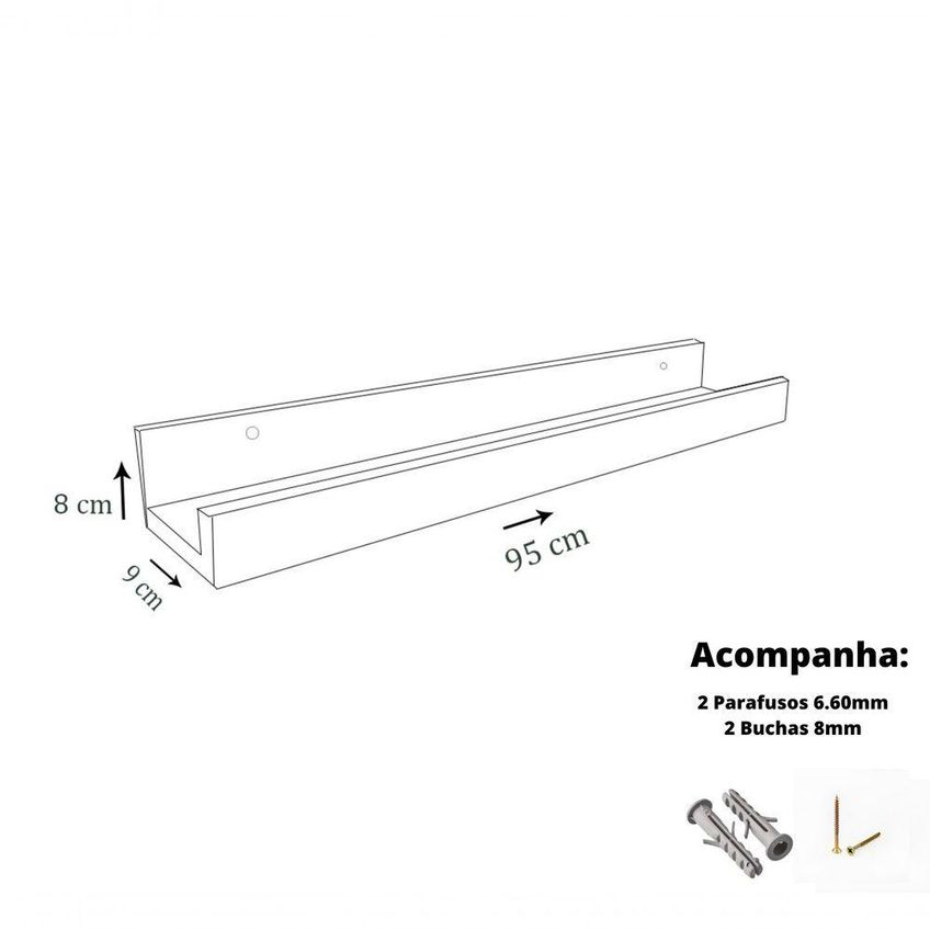 Prateleira Para Temperos Tempero Simples 95cm MDF Preto Com Borda PVC Para Cozinha - imagem 3