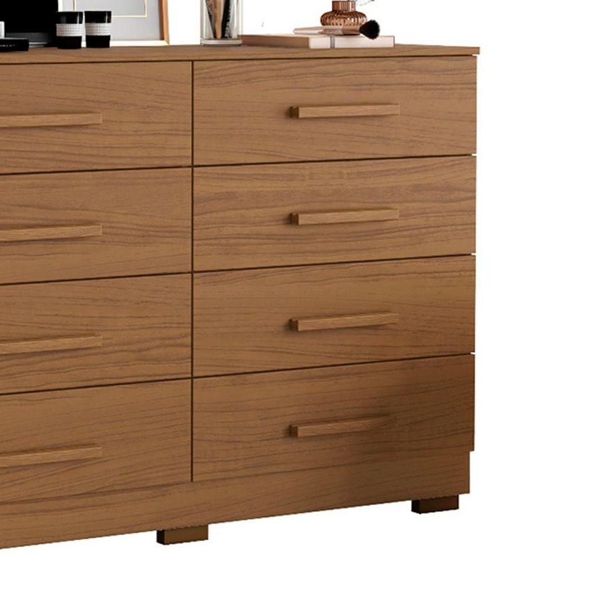 Cômoda Sirlei 8 Gavetas Em Mdf Com Puxador Em Mdf Amadeirado Para Quarto 136cm - imagem 4