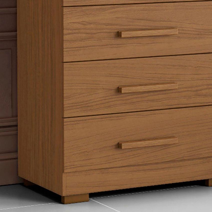 Cômoda Sirlei 8 Gavetas Em Mdf Com Puxador Em Mdf Amadeirado Para Quarto 136cm - imagem 5