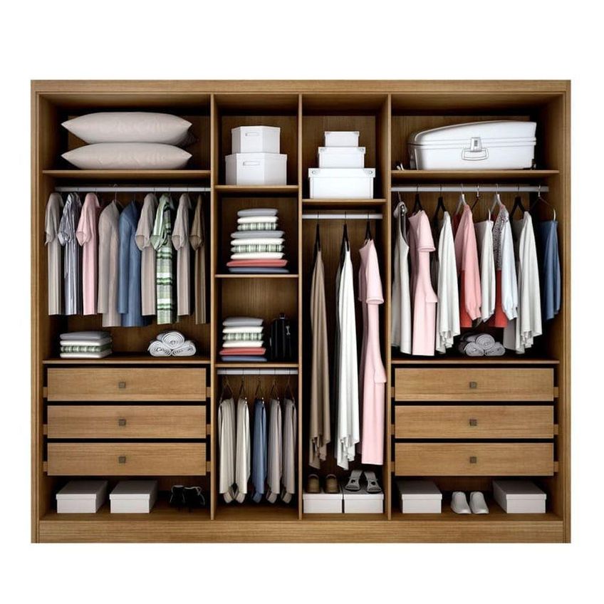 Guarda Roupa Casal Livorno 6 Portas Giratórias 6 Gavetas MDF Cumaru-Fendi Móveis Novo Horizonte - imagem 3