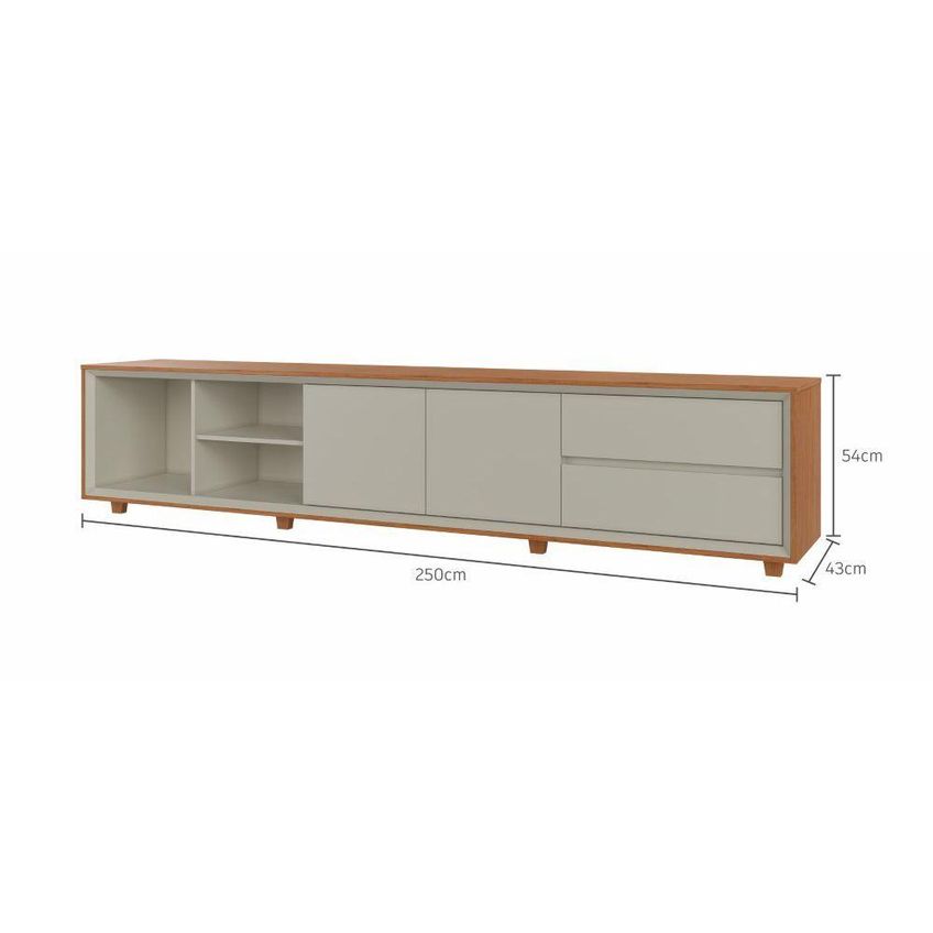 Rack Para TV Prime 75 250cm em MDF Naturalle-Off Mavaular Móveis - imagem 5
