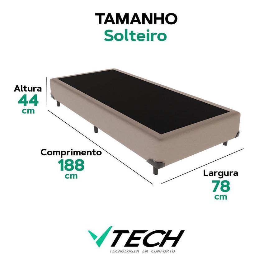 Base Box Solteiro Cama Box Estrutura Madeira Inteiriça Bege Vtech - imagem 5