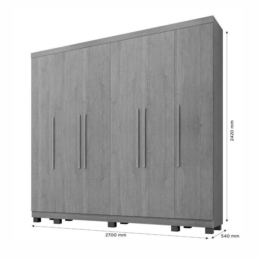 Guarda Roupa Casal Atlanta 6 Portas Giratórias 6 Gavetas MDP Cinamomo Off Benetil Móveis - imagem 3