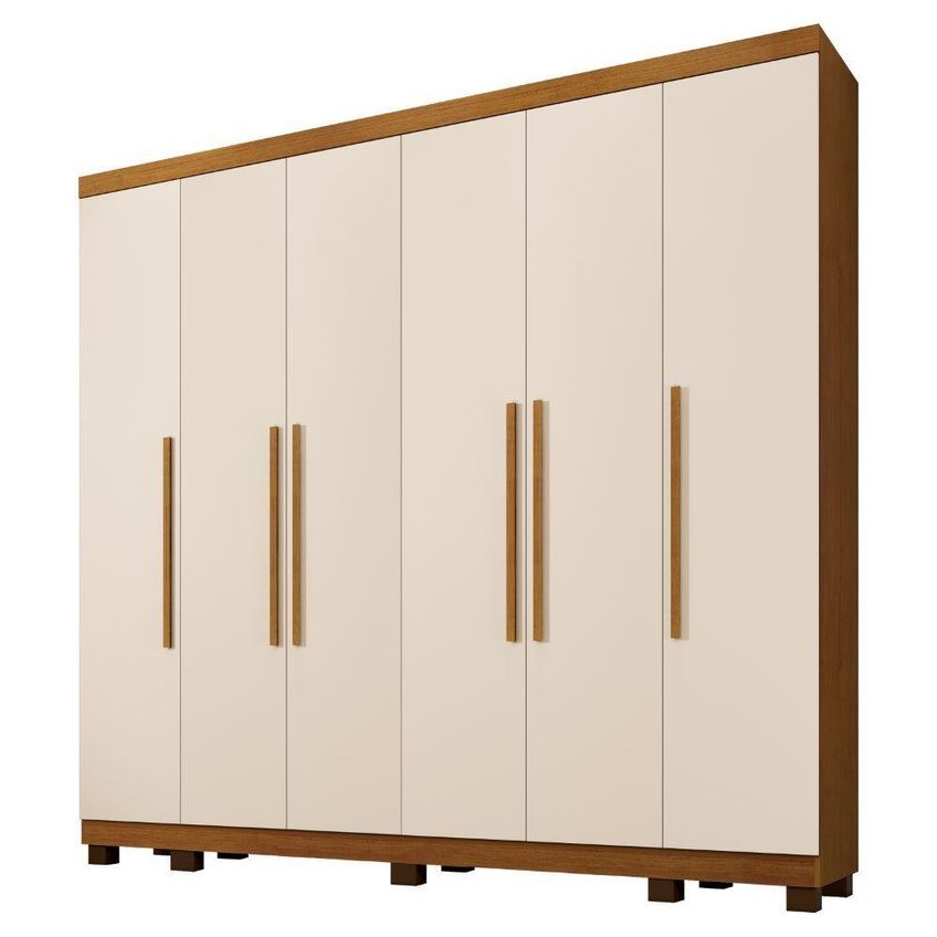 Guarda Roupa Casal Atlanta 6 Portas Giratórias 6 Gavetas MDP Cinamomo Off Benetil Móveis - imagem 4