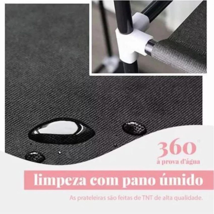 Guarda Roupa Portatil Tipo Armario Com Prateleiras E Arara Cabideiro Azul Com Estrutura Leve - imagem 4