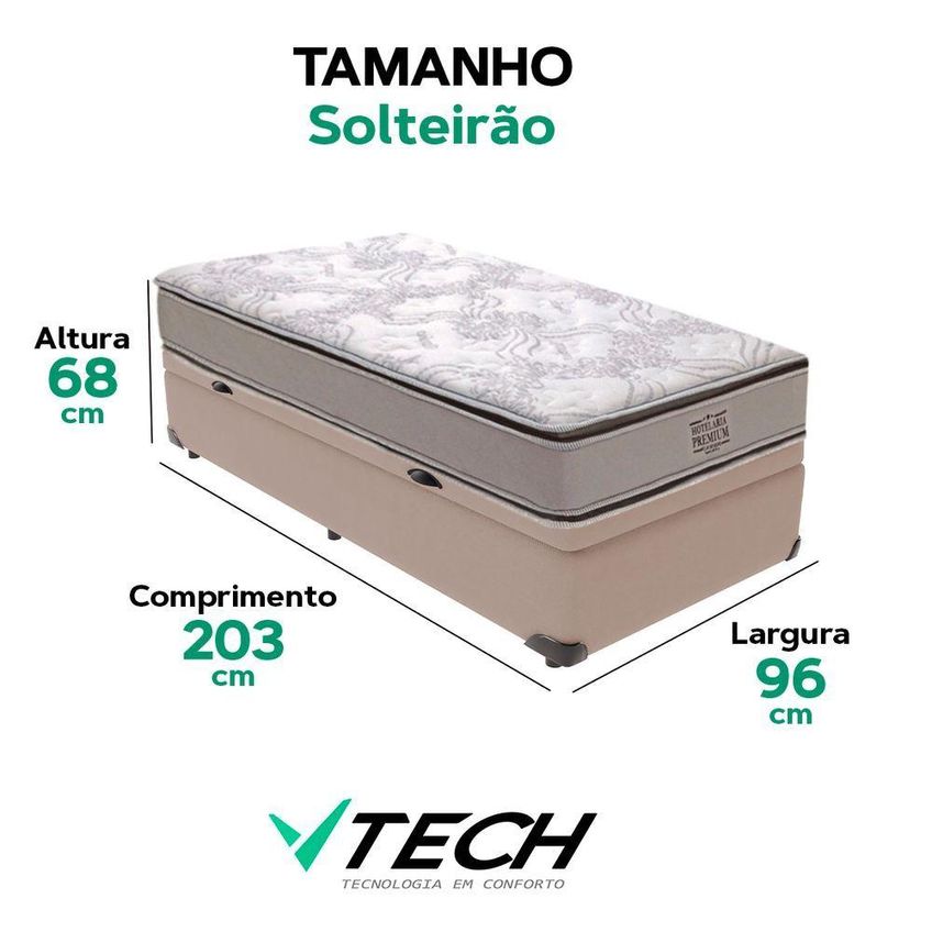 Cama Box Com Baú Solteiro Four Season Bravus Molas Ensacadas Bege Vtech - imagem 2