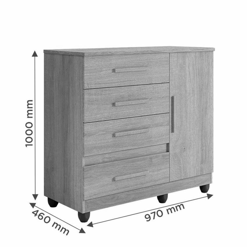 Cômoda New Florença 4 Gavetas MDP E MDF Puxador Madeirado Cinamomo-Off Benetil Móveis - imagem 2