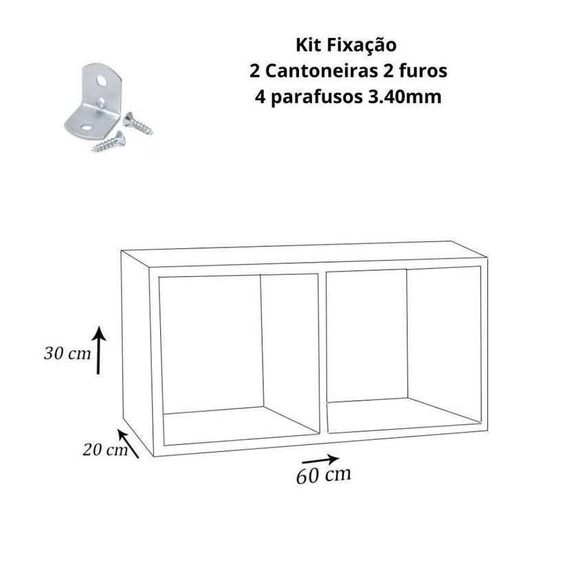 Nicho Duplo F031 60x30x20cm Em Mdf Retangular Para Organização Amadeirado - imagem 5