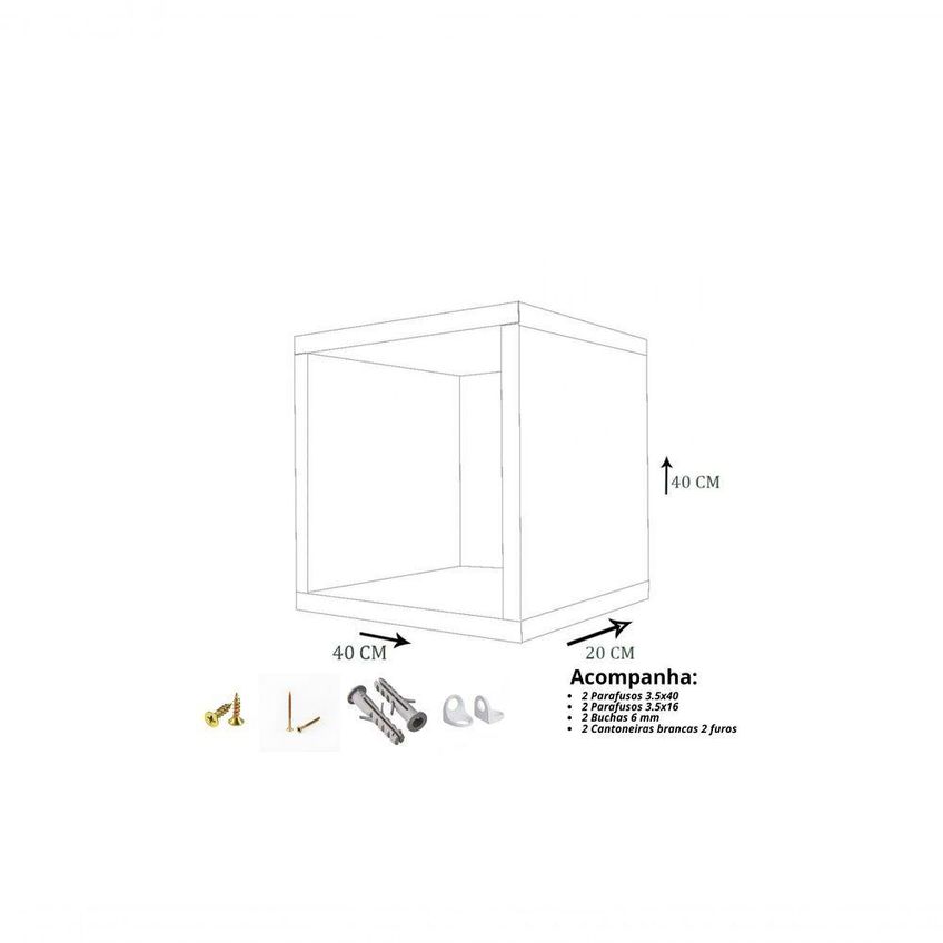 Nicho Decorativo F031 40x40x20cm Em MDF Para Decoração E Organização Branco - imagem 4