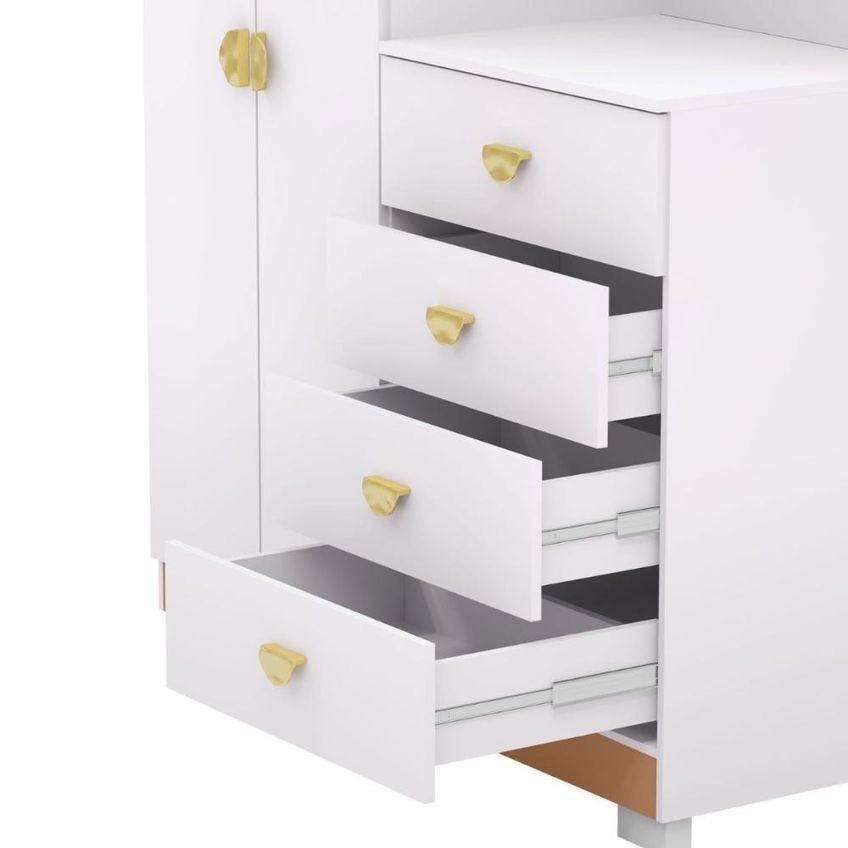 Cômoda Roupeiro Cristal 2 Portas 4 Gavetas MDF MDP Branco Vila Rica - imagem 3