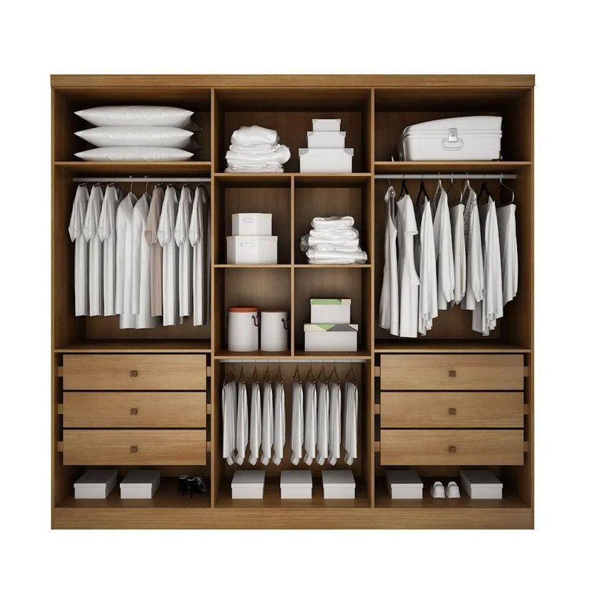 Guarda Roupa Casal Bellagio 6 Portas De Bater 6 Gavetas MDF Cumaru Móveis Novo Horizonte - imagem 5