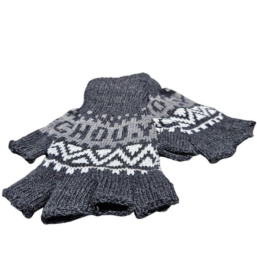Luva Sem Dedo Classe Jl Tricot Inverno Unissex Estampa Étnica Em Tricô Acrílico Preto Para Adultos - imagem 3