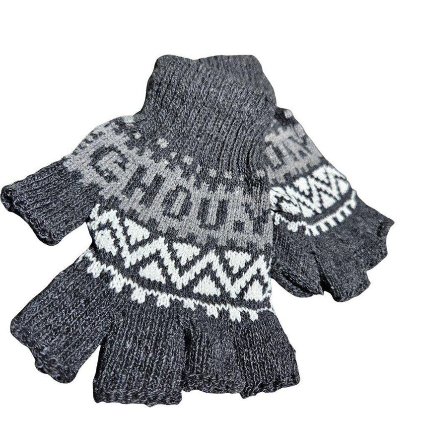 Luva Sem Dedo Classe Jl Tricot Inverno Unissex Estampa Étnica Em Tricô Acrílico Preto Para Adultos - imagem 4