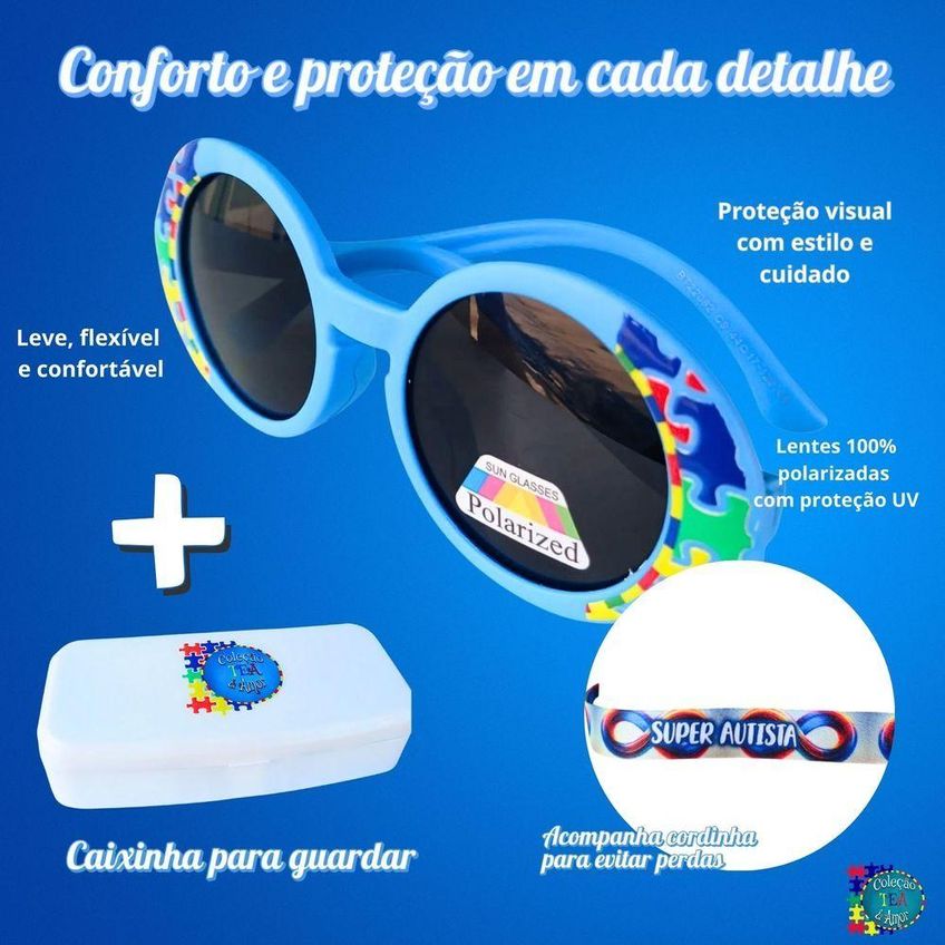 Óculos Escuro Infantil Coleção Tea E Amor Infinity Blue Em Nylon Flexível Azul Com Proteção UV - imagem 5