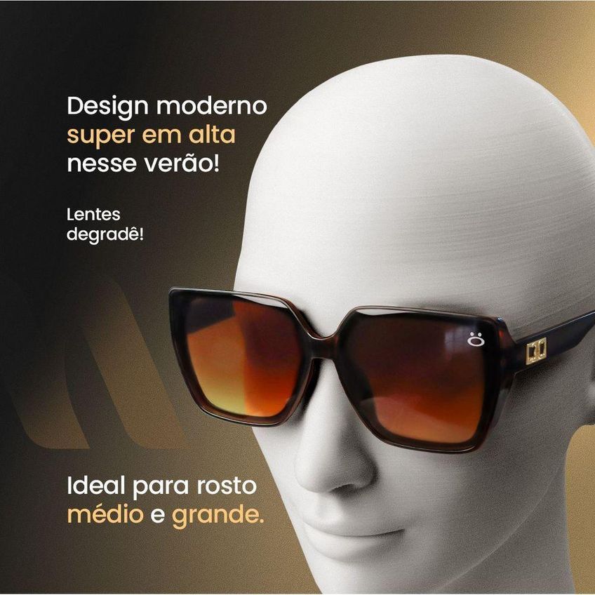 Óculos De Sol Orizom Maria Em Acetato Marrom Com Lentes Proteção UV E Case Premium - imagem 2