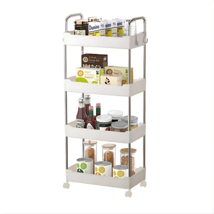 Prateleira Multiuso 4 Níveis Com Rodinhas 22cm Branco Globalmix - imagem 4