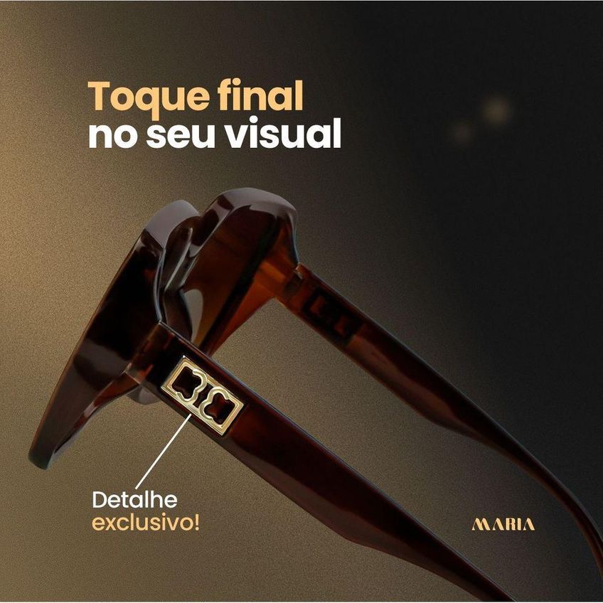 Óculos De Sol Orizom Maria Em Acetato Marrom Com Lentes Proteção UV E Case Premium - imagem 4