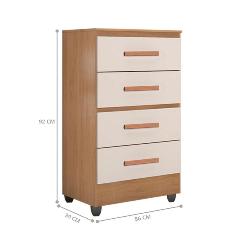 Cômoda Lite 4 Gavetas Mdp Com Corrediça Telescópica Off White Móveis Leão - imagem 3