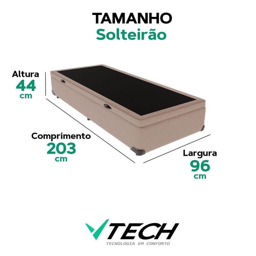 Cama Box Com Baú Solteirão Bravus Estrutura Madeira Bege Vtech - imagem 3