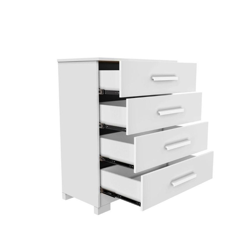 Cômoda Lidia 4 Gavetas MDP Com Puxadores de Madeira Branco JCM Moveleira - imagem 3